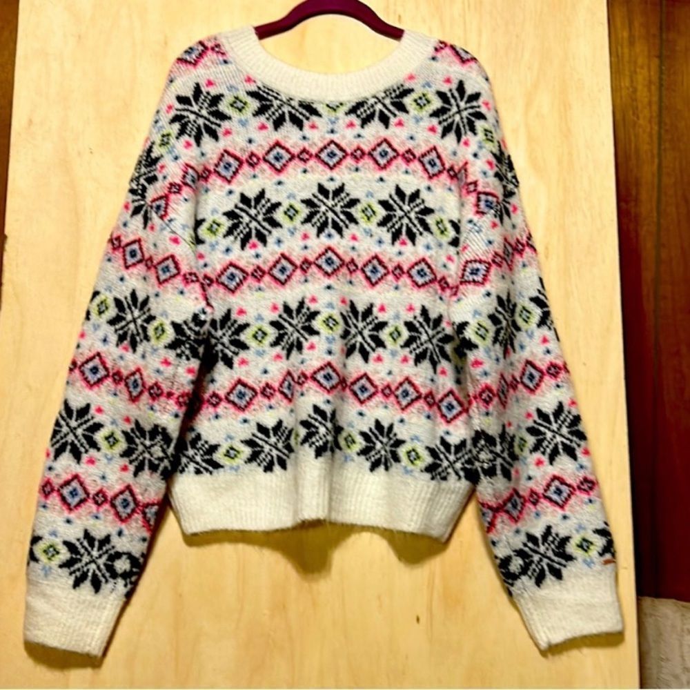 PINK Victoria Secret Xmas Snowflake Sweater L - Picture 3 of 6